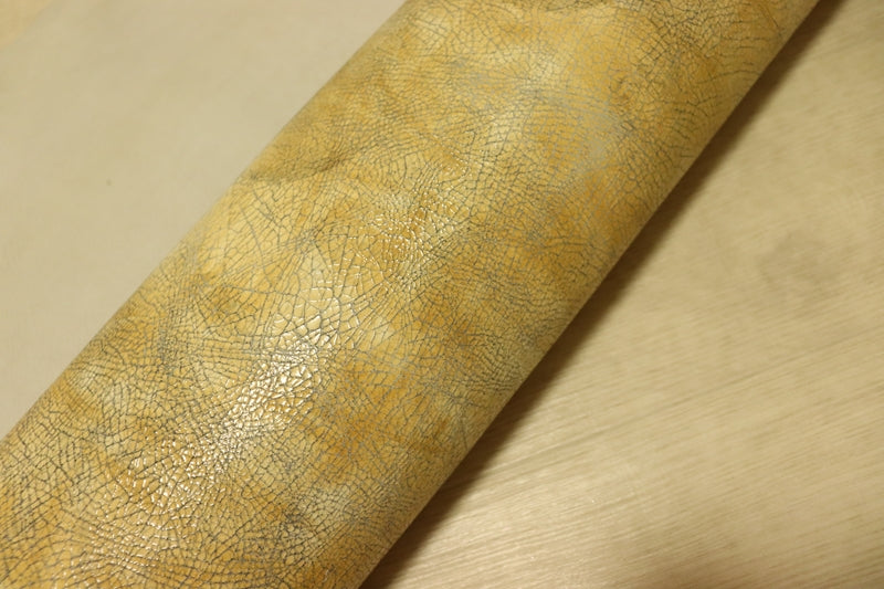 ds28円！[イエロー]新入荷 イタリアンレザー ヤギ革 クロム革 ムラ染 クラッキング加工 57ds