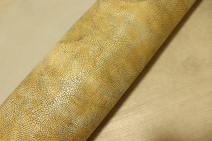 ds28円！[イエロー]新入荷 イタリアンレザー ヤギ革 クロム革 ムラ染 クラッキング加工 57ds