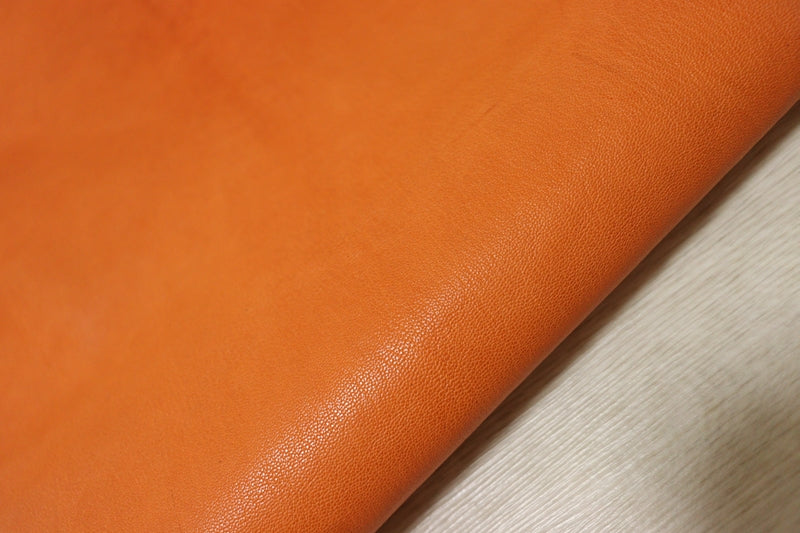 ds28円！[オレンジ]新入荷 インポートレザー ヤギ革 クロム革 スムース加工 58ds
