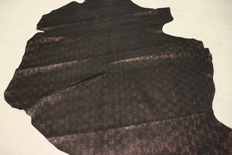 ds28円！[ブロンズ]新入荷 国産 ヤギ革 クロム革 チェックプリント 58ds