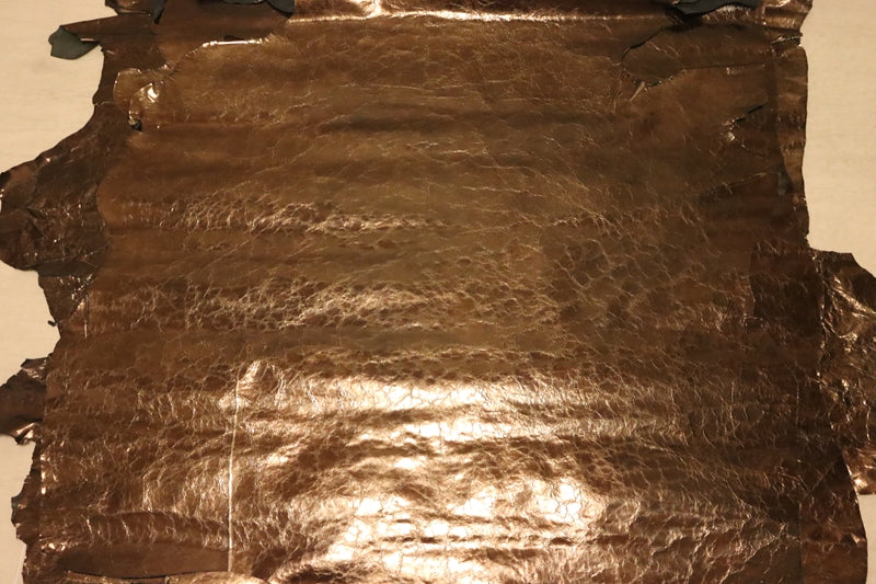 ds28円！[ブロンズ]新入荷 イタリアンレザー 牛革 クロム革 クラッキング加工 箔貼り加工 59ds