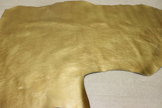 ds28円！[ゴールド]新入荷 国産 牛革 クロム革 箔貼り加工 60ds