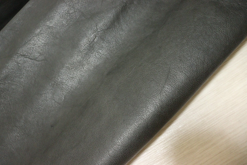 ds28円！[ダークグレー]新入荷 イタリアンレザー ヤギ革 クロム革 Wフェイス 63ds