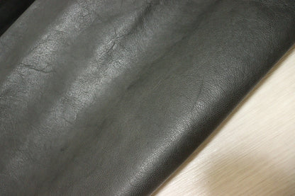 ds28円！[ダークグレー]新入荷 イタリアンレザー ヤギ革 クロム革 Wフェイス 63ds