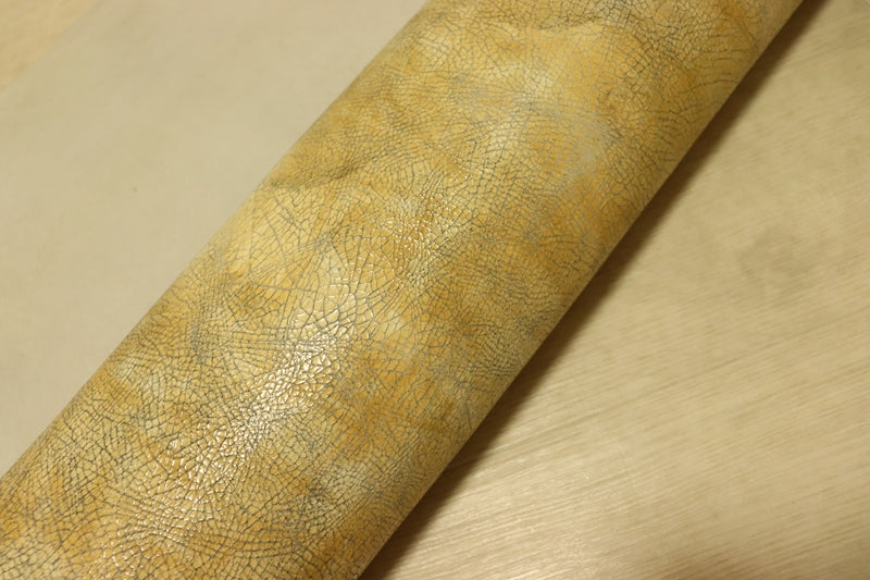 ds28円！[イエロー]新入荷 イタリアンレザー ヤギ革 クロム革 ムラ染 クラッキング加工 69ds