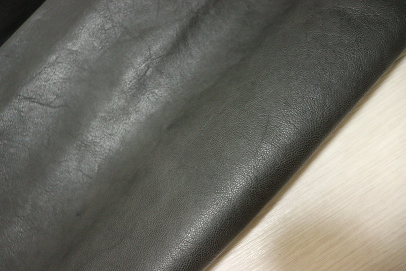 ds28円！[ダークグレー]新入荷 イタリアンレザー ヤギ革 クロム革 Wフェイス 70ds