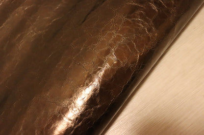 ds28円！[ブロンズ]新入荷 イタリアンレザー 牛革 クロム革 クラッキング加工 箔貼り加工 87ds