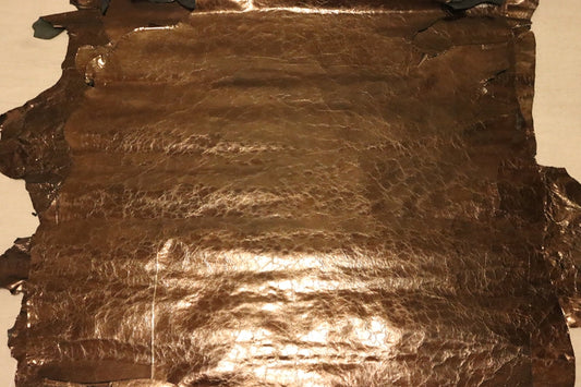 ds28円！[ブロンズ]新入荷 イタリアンレザー 牛革 クロム革 クラッキング加工 箔貼り加工 87ds