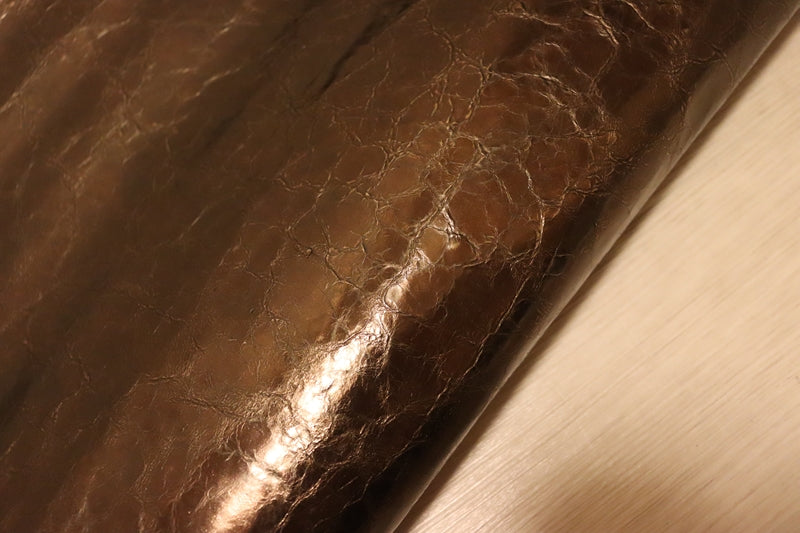 ds28円！[ブロンズ]新入荷 イタリアンレザー 牛革 クロム革 クラッキング加工 箔貼り加工 98ds