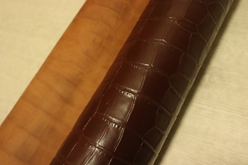 ds30円！[チョコブラウン]新入荷 国産 牛革 姫路レザー クロム革 クロコ型押し 顔料仕上げ 230ds