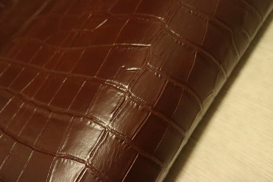ds30円！[チョコブラウン]新入荷 国産 牛革 姫路レザー クロム革 クロコ型押し 顔料仕上げ 230ds