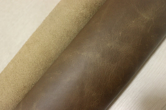 ds30円！[ブラウン]新入荷 イタリアンレザー 牛革 クロム革 プルアップ加工 278ds