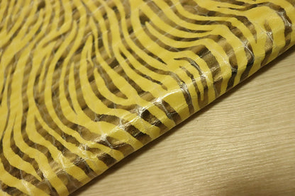 ds30円！[イエロー]新入荷 イタリアンレザー 牛革 クロム革 ゼブラプリント エナメル 35ds