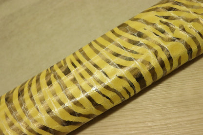 ds30円！[イエロー]新入荷 イタリアンレザー 牛革 クロム革 ゼブラプリント エナメル 36ds