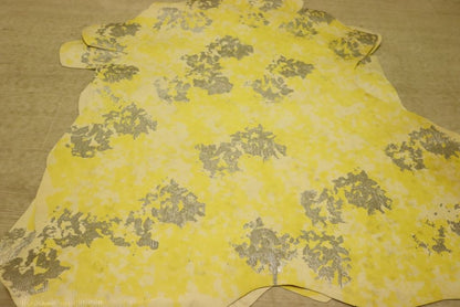 ds30円！[イエロー]新入荷 イタリアンレザー ヤギ革 クロム革 リザード型押し 38ds