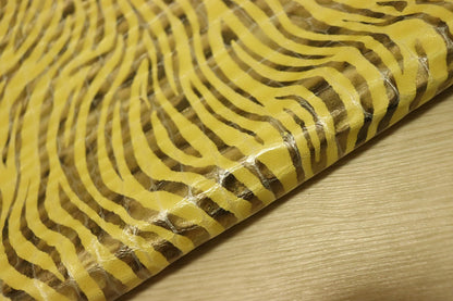 ds30円！[イエロー]新入荷 イタリアンレザー 牛革 クロム革 ゼブラプリント エナメル 38ds