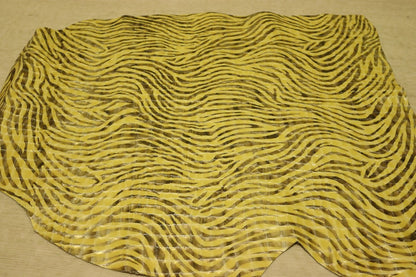 ds30円！[イエロー]新入荷 イタリアンレザー 牛革 クロム革 ゼブラプリント エナメル 41ds