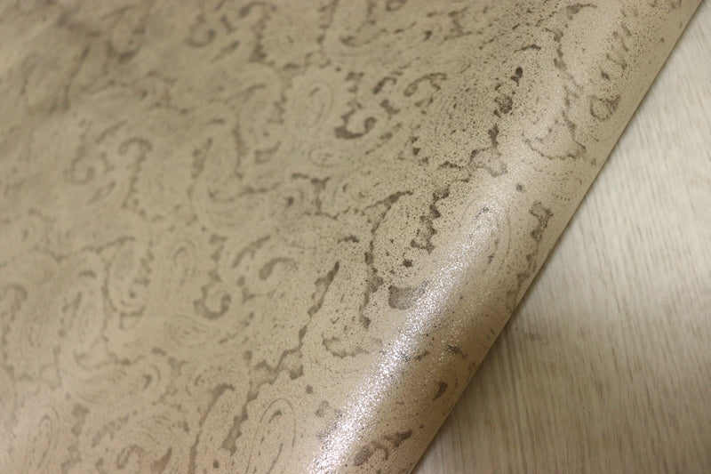 ds30円！[ゴールド]新入荷 国産 ヤギ革 クロム革 ペイズリープリント 48ds