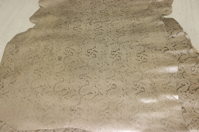 ds30円！[ゴールド]新入荷 国産 ヤギ革 クロム革 ペイズリープリント 50ds