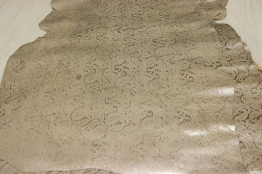 ds30円！[ゴールド]新入荷 国産 ヤギ革 クロム革 ペイズリープリント 50ds