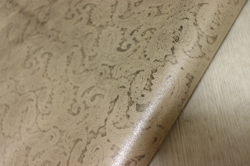 ds30円！[ゴールド]新入荷 国産 ヤギ革 クロム革 ペイズリープリント 50ds