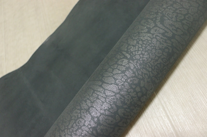 ds30円！[ダークシルバー]新入荷 インポートレザー ヤギ革 クロム革 レオパードプリント 51ds