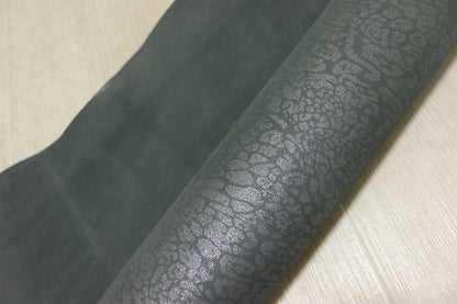 ds30円！[ダークシルバー]新入荷 インポートレザー ヤギ革 クロム革 レオパードプリント 51ds