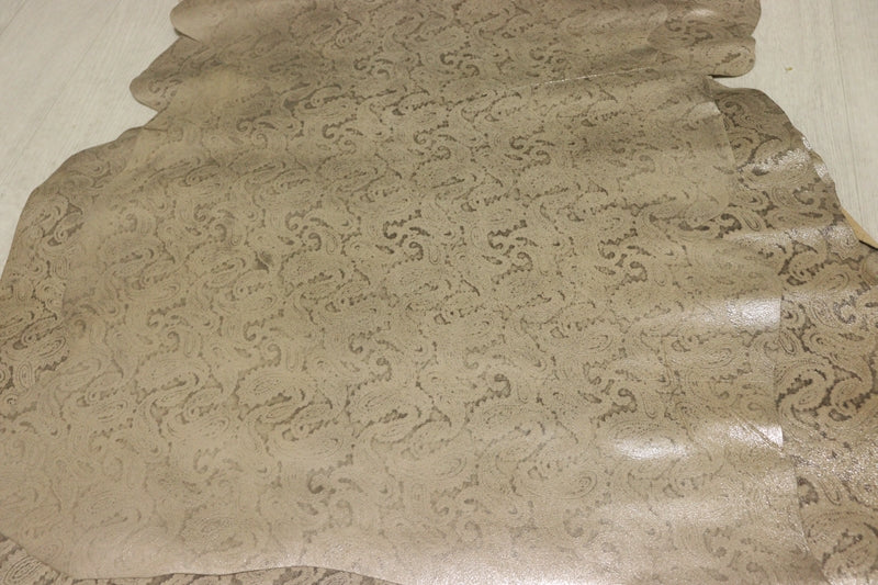 ds30円！[ゴールド]新入荷 国産 ヤギ革 クロム革 ペイズリープリント 52ds