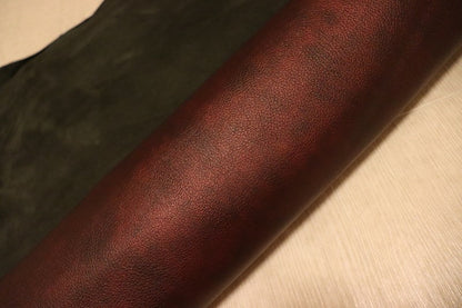 ds30円！[メタリックワイン]新入荷 イタリアンレザー ヤギ革 クロム革 アンチック加工 53ds