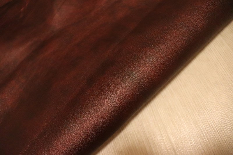 ds30円！[メタリックワイン]新入荷 イタリアンレザー ヤギ革 クロム革 アンチック加工 54ds