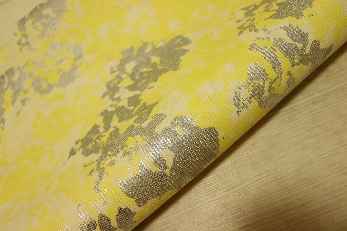 ds30円！[イエロー]新入荷 イタリアンレザー ヤギ革 クロム革 リザード型押し 54ds