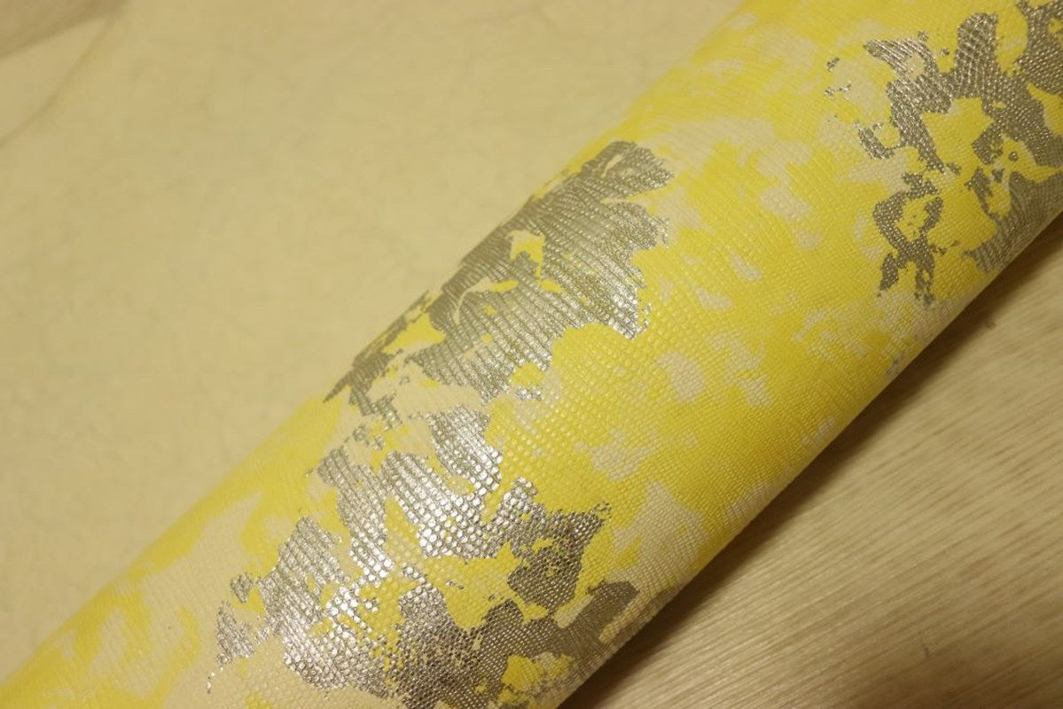 ds30円！[イエロー]新入荷 イタリアンレザー ヤギ革 クロム革 リザード型押し 56ds