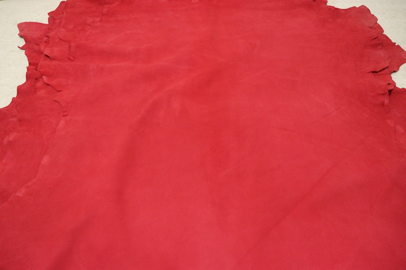 ds30円！[レッド]新入荷 国産 ヤギ革 クロム革 シルキースウェード 61ds