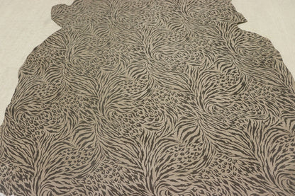 ds30円！[モカブラウン]新入荷 インポートレザー ヤギ革 クロム革 ゼブラ調プリント 64ds