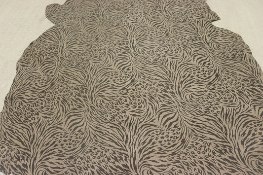 ds30円！[モカブラウン]新入荷 インポートレザー ヤギ革 クロム革 ゼブラ調プリント 64ds