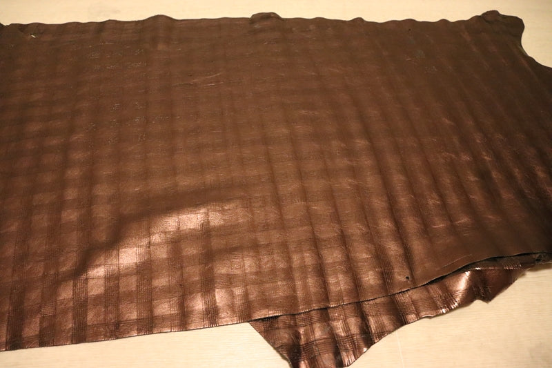 ds30円！[ブロンズ]新入荷 国産 牛革 クロム革 メッシュ型押し 74ds