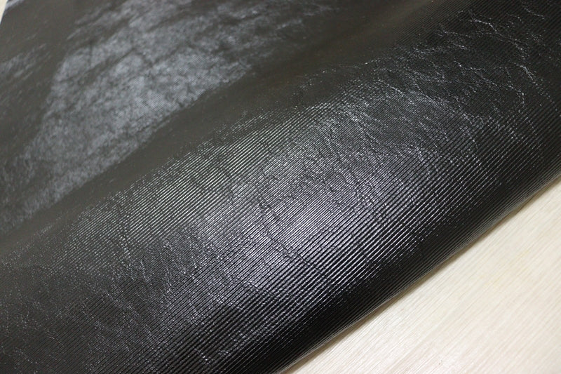 ds32円！[ブラック]新入荷 イタリアンレザー 牛革 クロム革 ボーダー型押し カゼイン仕上げ 222ds