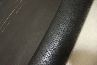 ds35円！[ブラック]新入荷 国産 ヤギ革 クロム革 スネーク型押し 56ds