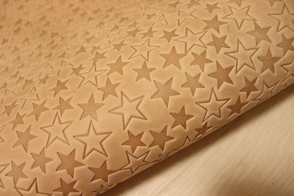 ds35円！[生成り]クラフトの定番 バングラディシュレザー 牛革 ヌメ革 スター型押し 素上げ 75ds