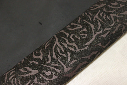 ds35円！[ブラック×ブロンズ]新入荷 国産 豚革 クロム革 プリント ラメ入り 97ds