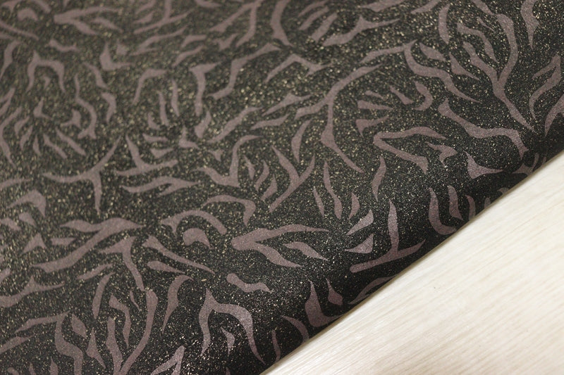 ds35円！[ブラック×ブロンズ]新入荷 国産 豚革 クロム革 プリント ラメ入り 97ds