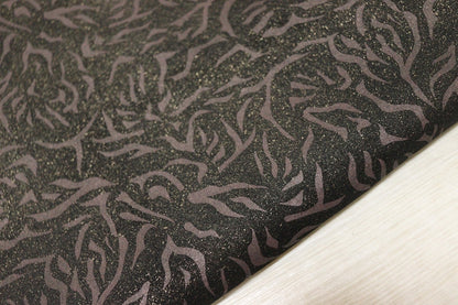 ds35円！[ブラック×ブロンズ]新入荷 国産 豚革 クロム革 プリント ラメ入り 97ds