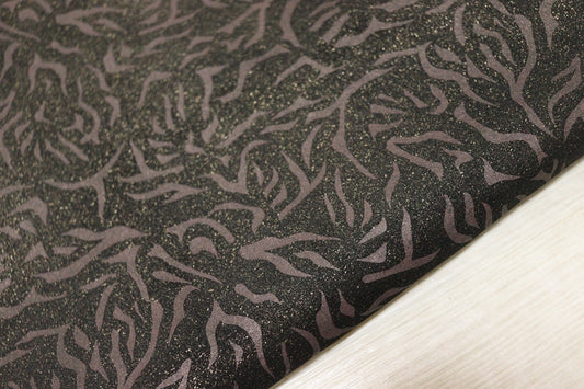 ds35円！[ブラック×ブロンズ]新入荷 国産 豚革 クロム革 プリント ラメ入り 97ds