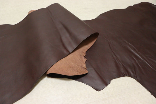 ds45円！[ダークブラウン]クラフトの定番 ベリー イタリアンレザー 牛革 ヌメ革 スムース加工 ピットなめし 75ds