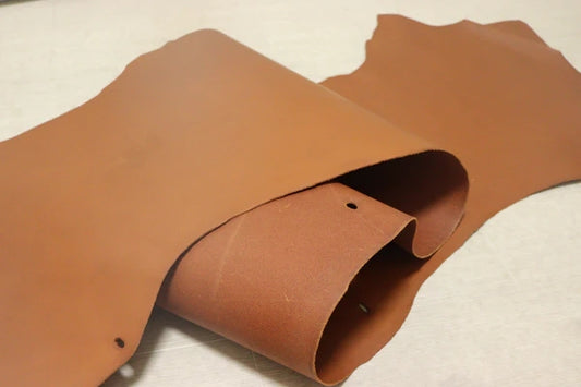 ds50円！イタリアンレザー　ピットなめし　ベリー　キャメル　ヌメ革　91ds