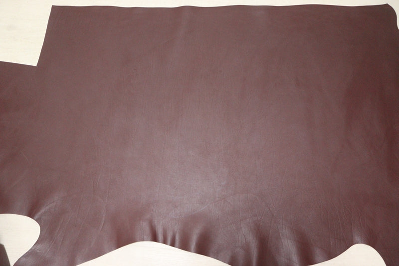 ds50円！[ワインレッド]新入荷 イタリアンレザー 牛革 ヌメ革 スムース加工 140ds