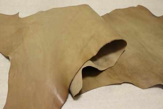 ds50円！[カーキー]新入荷 ベリー イタリアンレザー 牛革 ヌメ革 スムース加工 ピットなめし 90ds