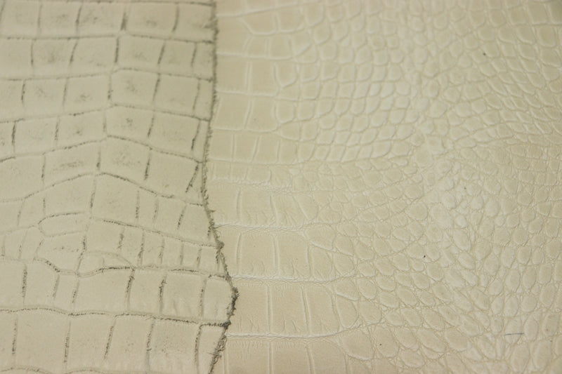 ds65円！[白鞣し]新入荷 イタリアンレザー 牛革 ヌメ革 ショルダー クロコ型押し やや訳あり 130ds