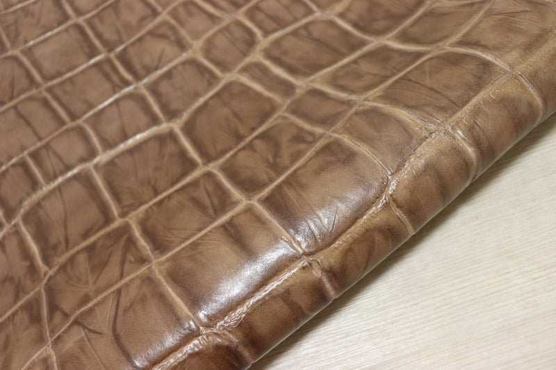 ds70円！[モカブラウン]新入荷 イタリアンレザー 牛革 ヌメ革 ショルダー クロコ型押し 105ds