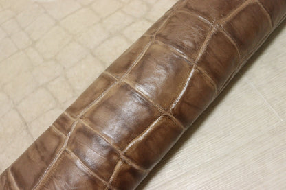 ds70円！[モカブラウン]新入荷 イタリアンレザー 牛革 ヌメ革 ショルダー クロコ型押し 105ds